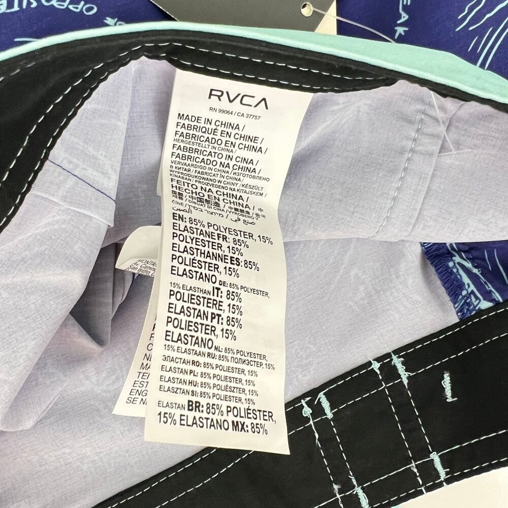 RVCA Eastern Boys 17 Inch Length Boardshorts Swim Trunks Boys Size 28 - Picture 3 of 6